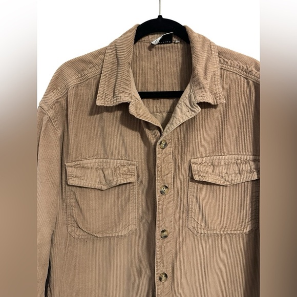 ASOS Tan Corduroy Shirt Jacket Shacket Ribbed Button Down Size Small Western - Picture 5 of 8